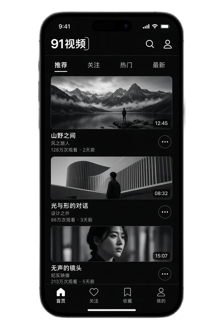 91视频APP移动端内容界面